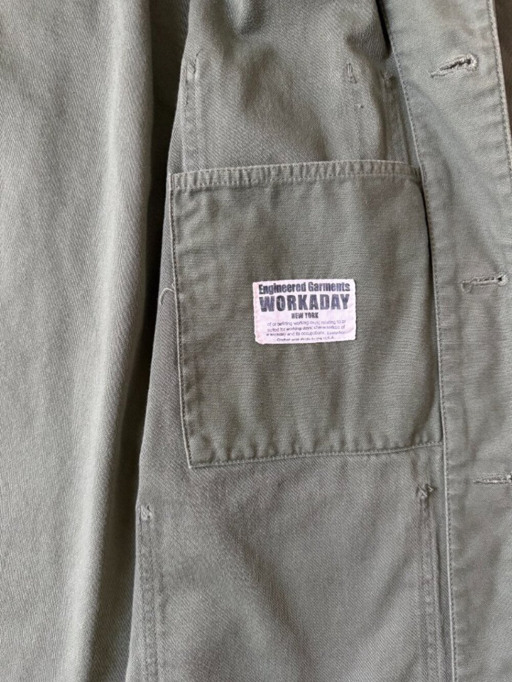 Engineered Garments Men's Workaday Utility Jacket, Olive, Size Medium - Picture 5 of 9